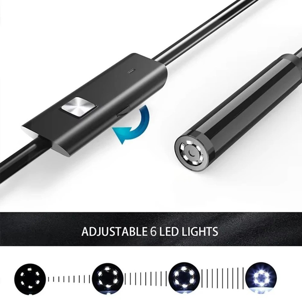 7mm Type-C Endoscope Camera 6 LED Flexible Borescope for Android PC