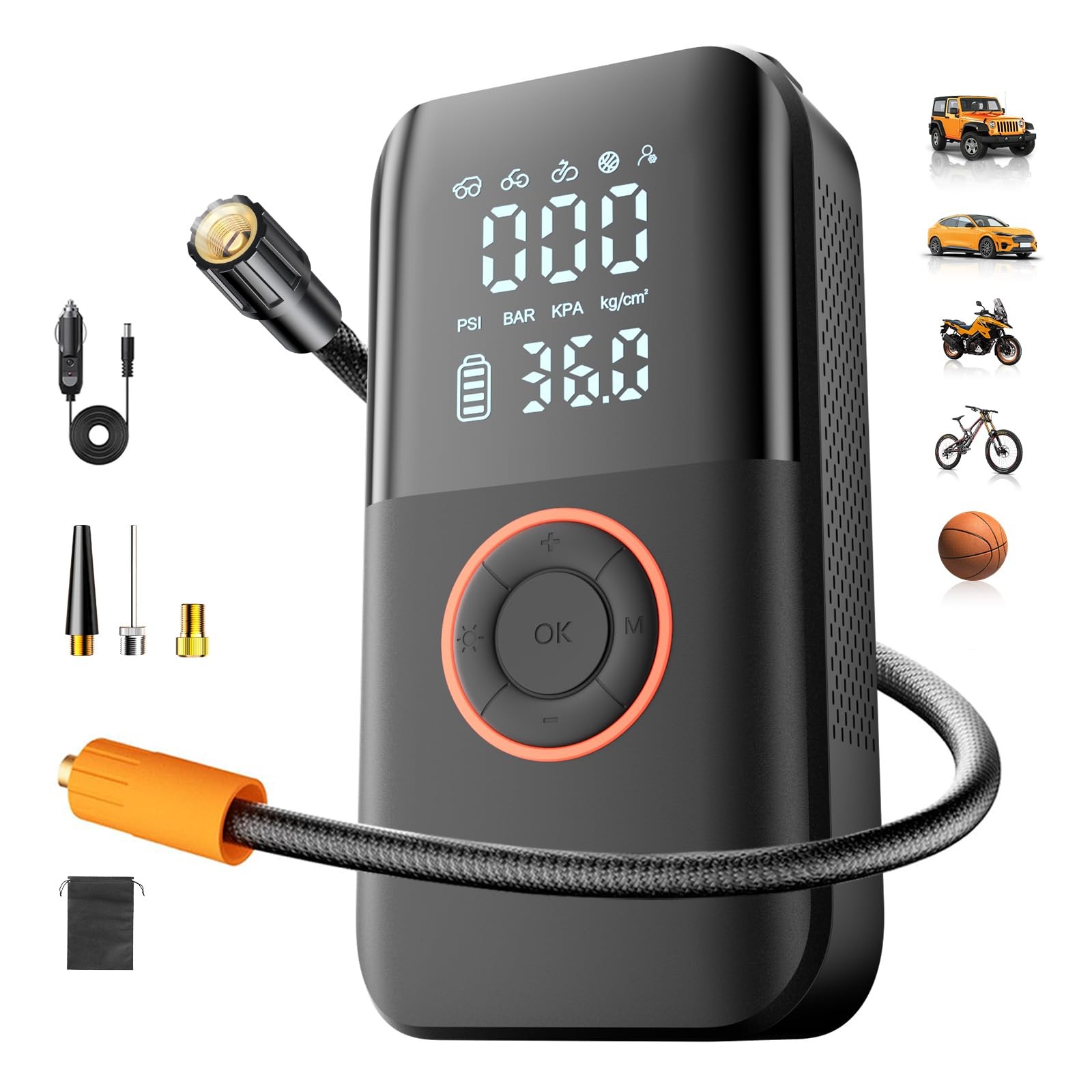 Portable Tire Inflator, 150PSI Cordless Air ‎6.45 x 3.3 x 1.77 inches, Black