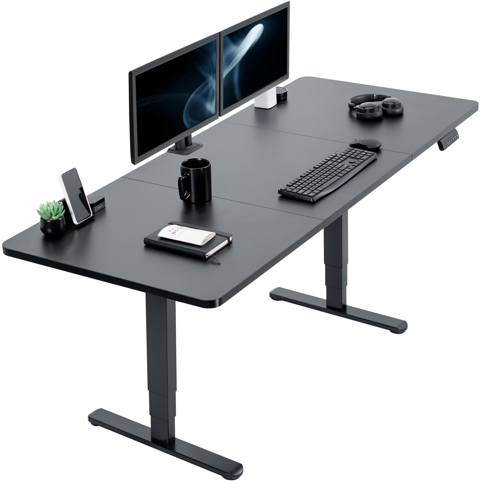 VIVO Electric 71” x 30” Stand Up Desk Workstation, Black Table Top, Black Frame