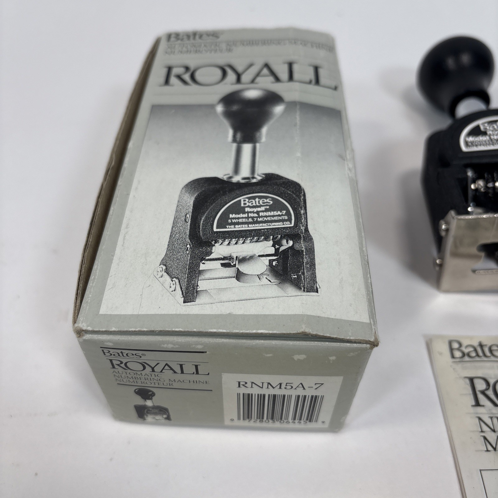 Bates Royall RNM5A-7 Automatic Numbering Machine Ink Stamp Complete In Box