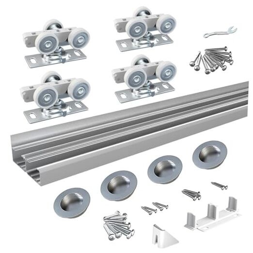4FT/48 Bypass Door Hardware,Heavy Duty Aluminum Sliding Closet Door 4ft/48"