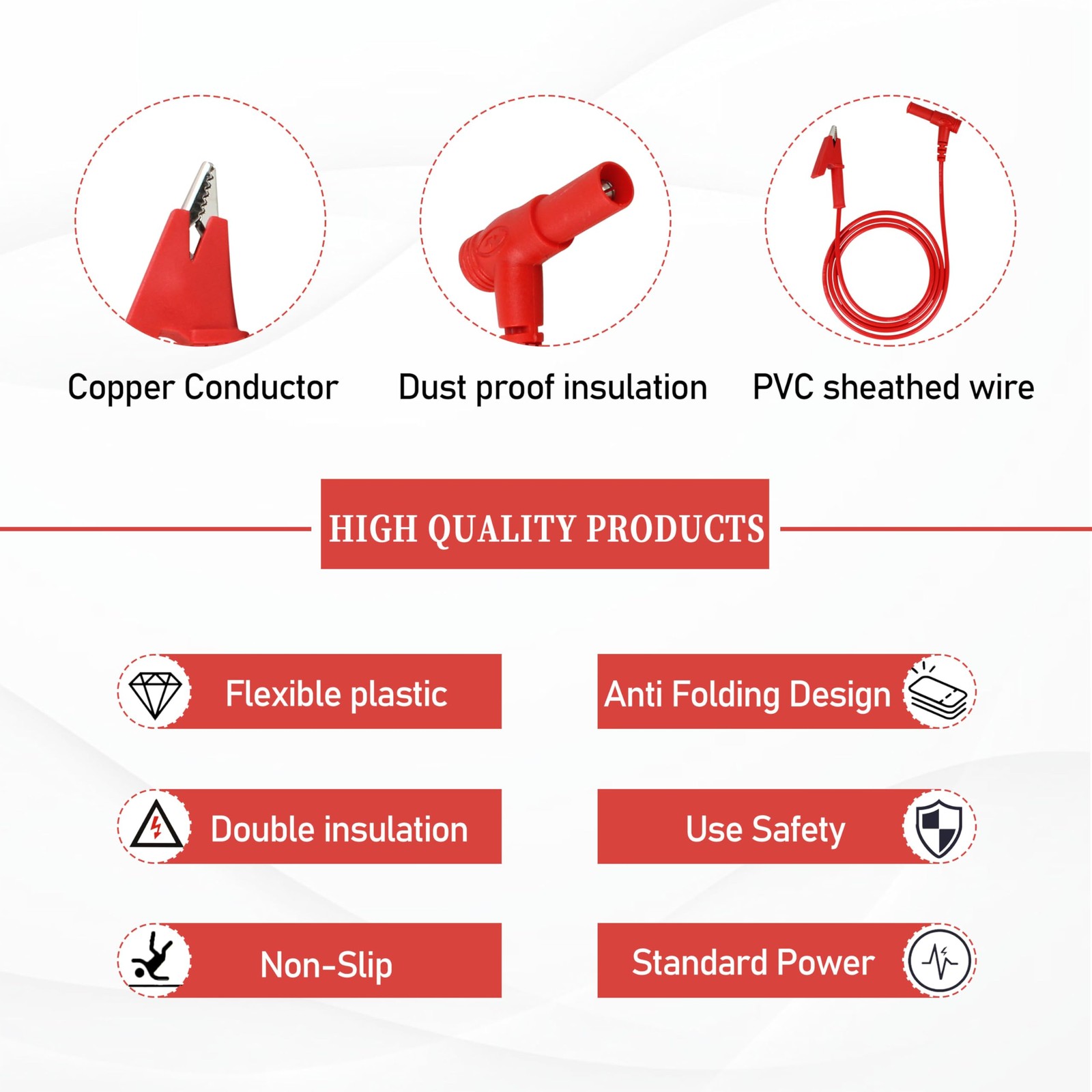 3-Foot Alligator Clip Test Leads Replacement for Klein Tools multimeter | Heavy-