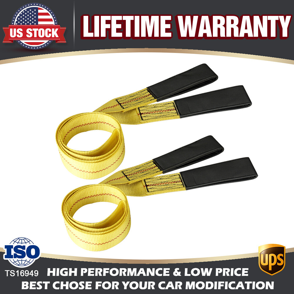 2 Pack Heavy Duty Web Lifting Sling Straps Flat Loops 3000LBS Nylon 6'x2" New US