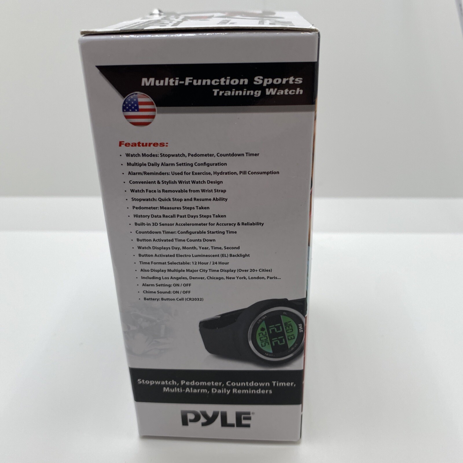 Pyle Go Sport Multi-Function Sports Training Watch, Multi-Alarm, Pedometer Timer