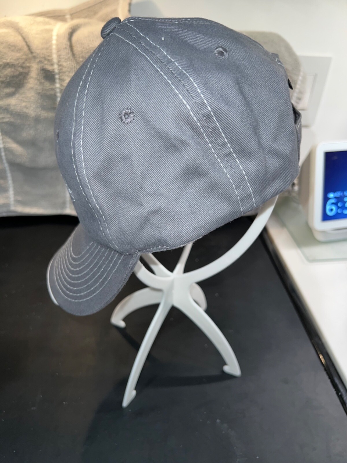 Advanced Nuclear Gray Hat Cap with white edge. Hat has topstitching is EUC Adj.