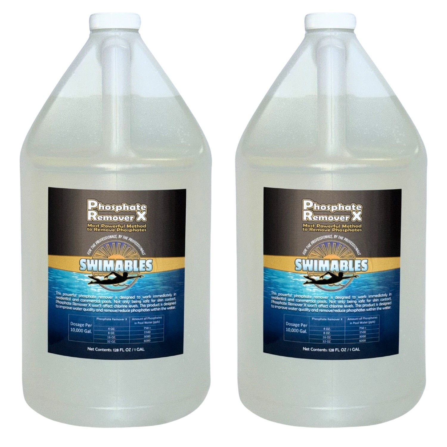 Phosphate Remover Concentrate 1 Gallon Commercial Grade for Pool/Spa (2 Pack)