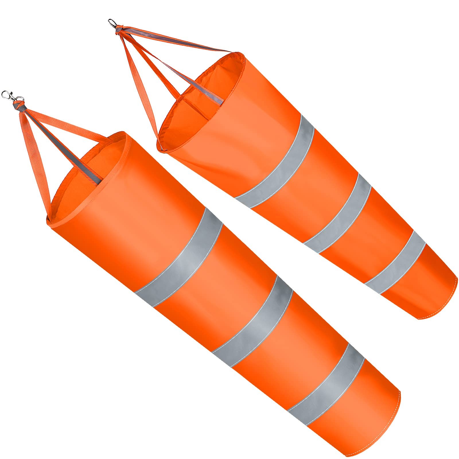 2 Pcs 31.5" 39" Airport Windsocks Measurement Sock Bag with Reflective Orange