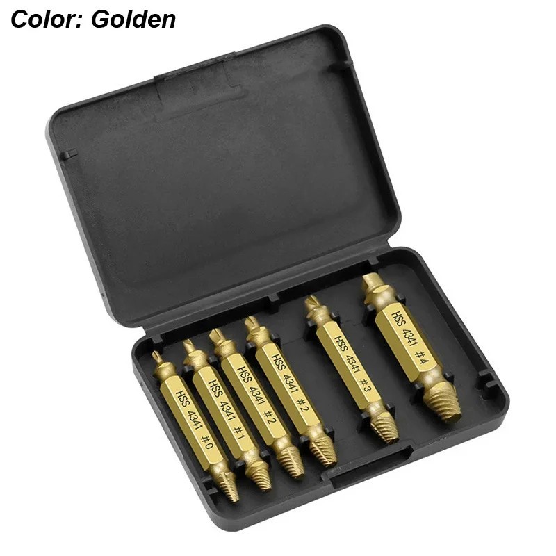 Damaged Screw Extractor Set HSS Drill Bit Easy Out Broken Bolt Stripped Remover