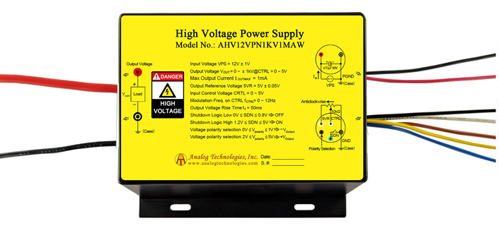 AHV12VPN10KV1MAW High Voltage DC-DC Power Supply 12VDC Input ±10KV 1mA Output