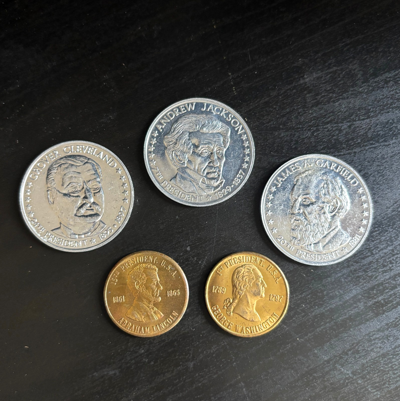 Vintage Presidential Promo Tokens Coins Lot of 5 - Washington Lincoln Jackson