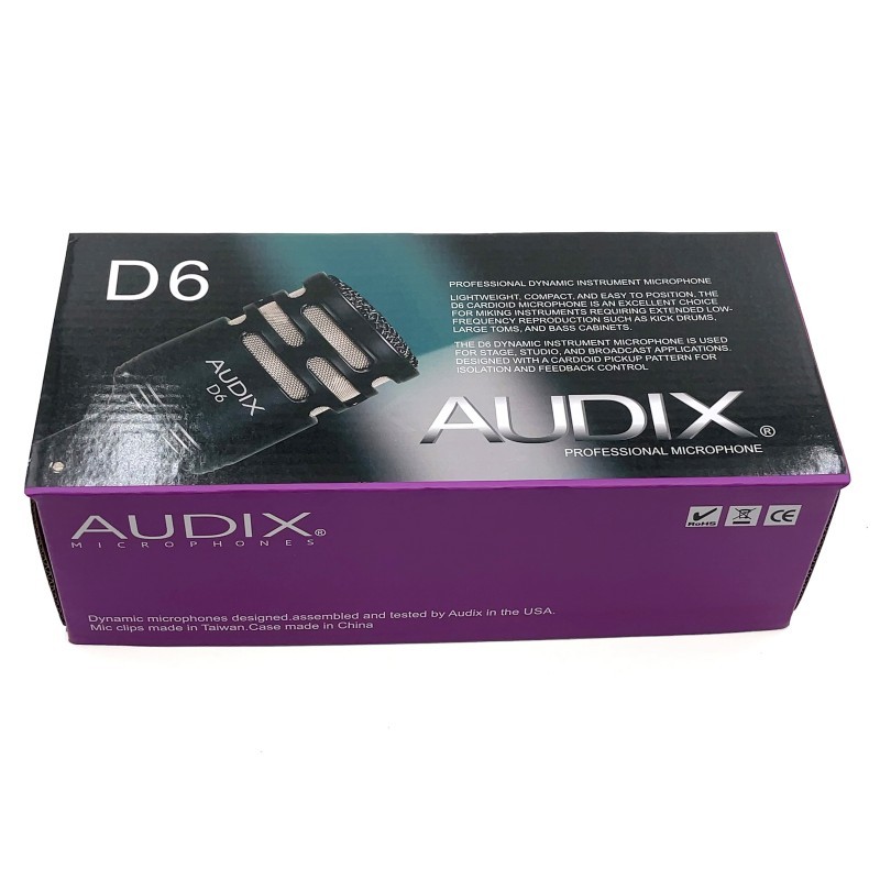 Audix D6 Professional Dynamic Kick Drum Microphone for Stage Broadcast US