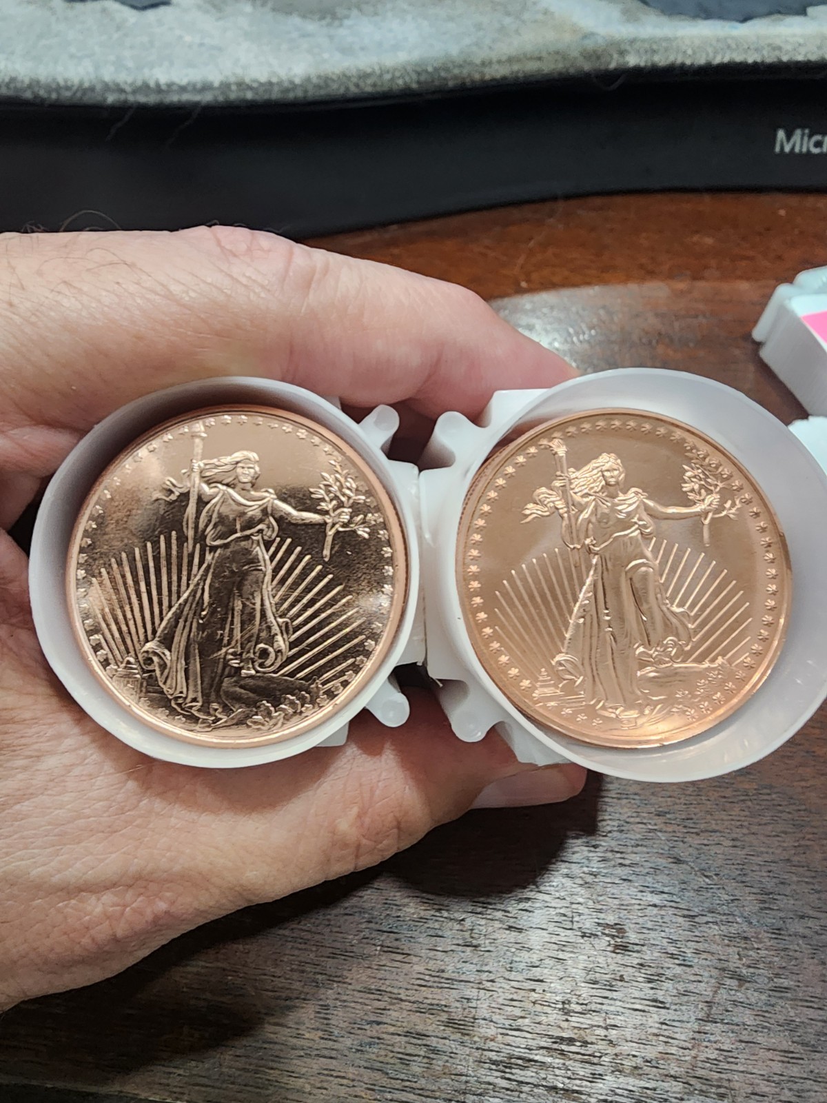 40 oz St Gaudens Liberty Design .999 Fine Copper Round BU Uncirculated- 2 Tubes.