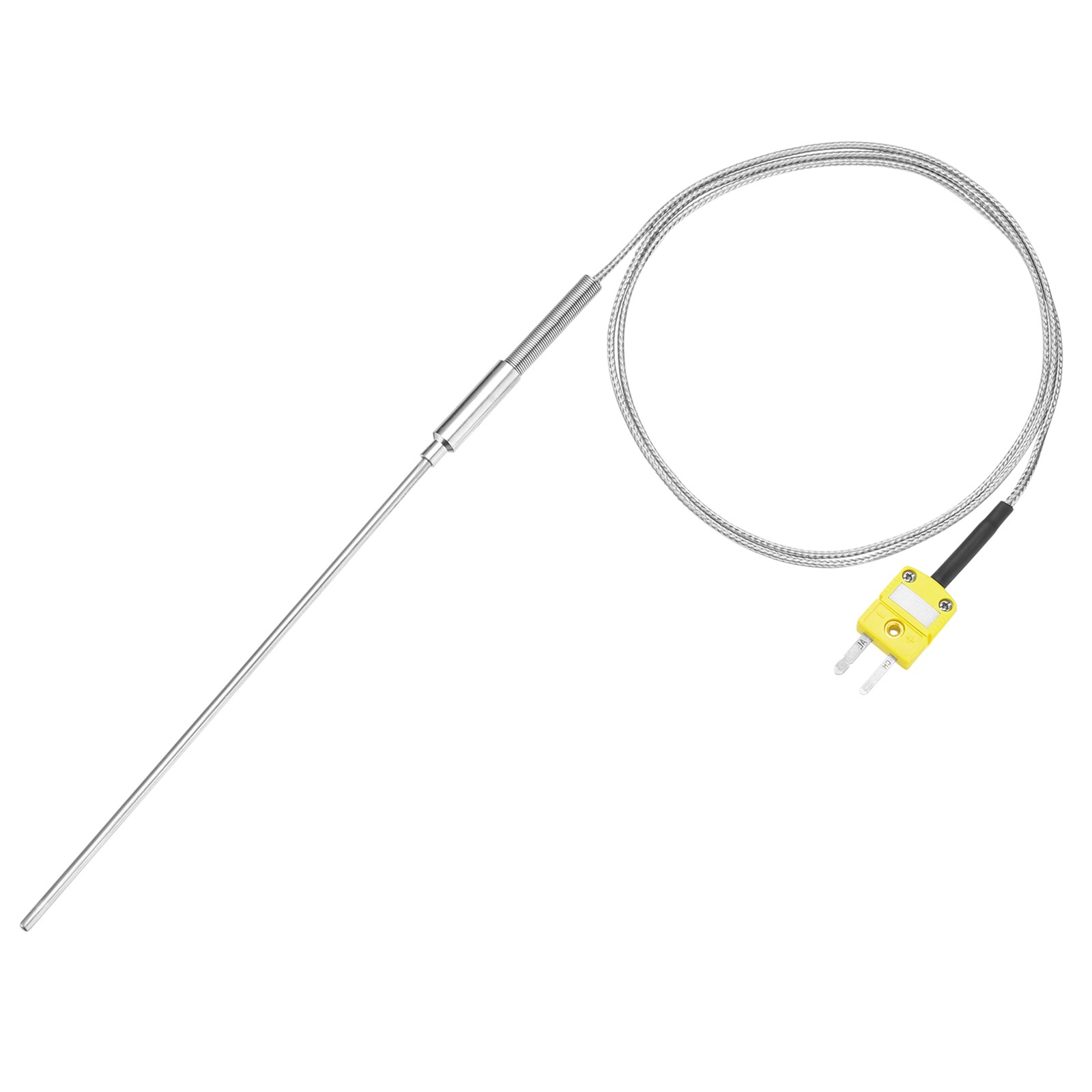 K Type Thermocouple Plug -58 to 2012°F Stainless Steel 3.2x150mm 3.3ft Wire
