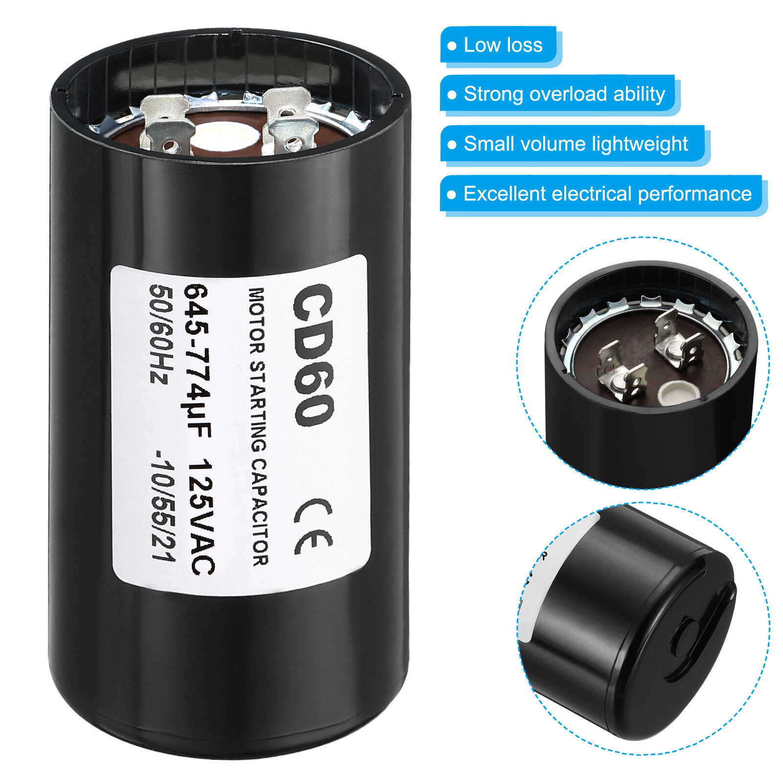 Motor Start Capacitor 645-774uF/Mfd 125V 50/60Hz CD60 Run