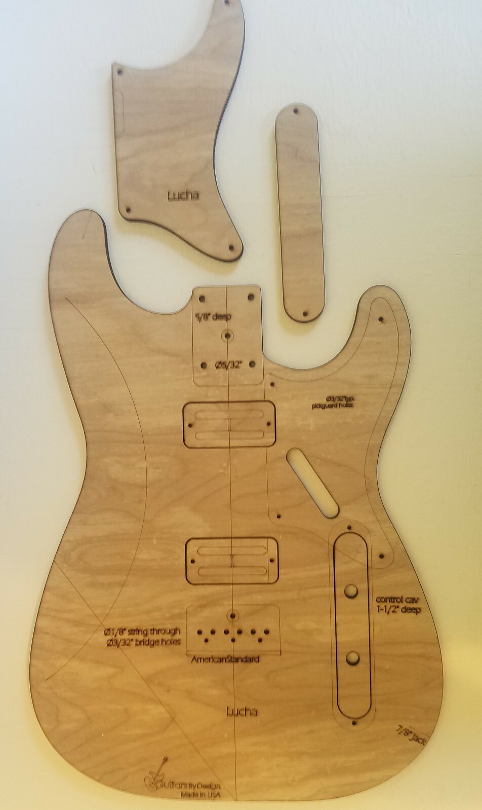 Custom Hybrid Luchador Guitar Body Template Strat4 Tele Neck TV Filtertron 3ply