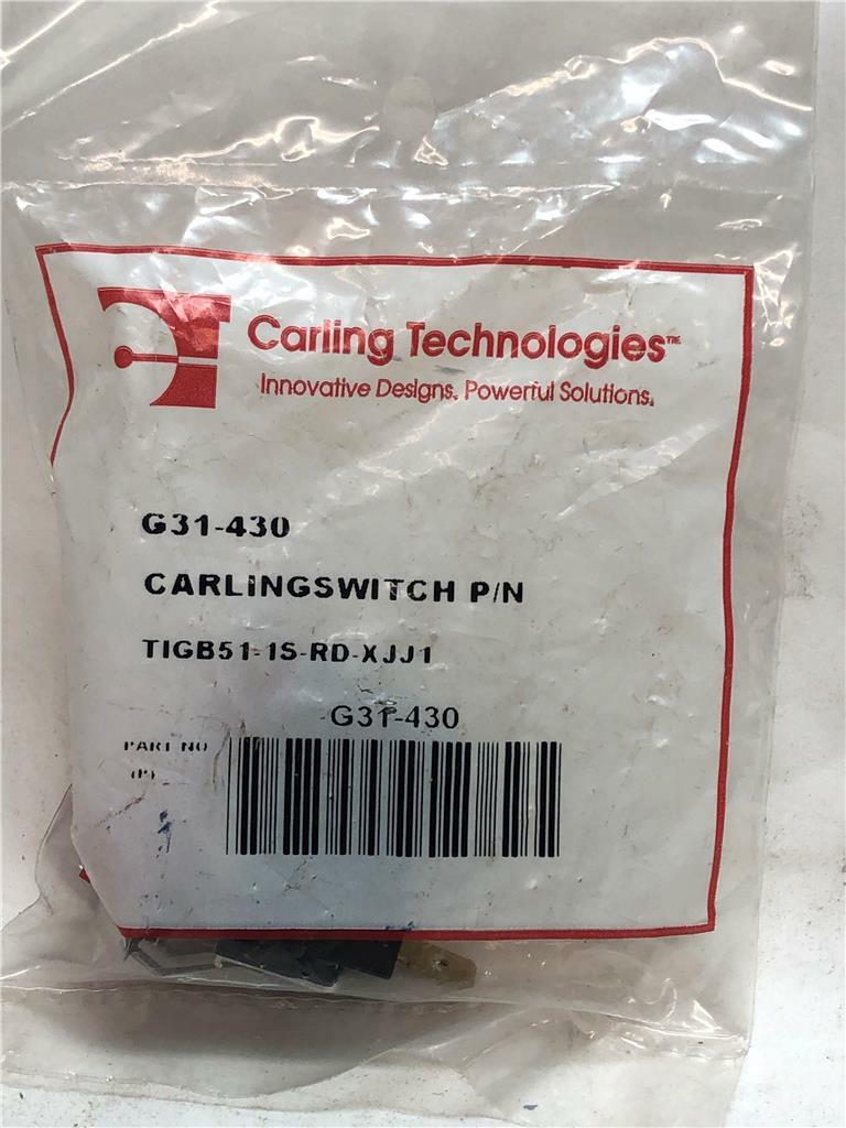 Carling Technologies G31-430 Switch TIGB51-1S-RD-XJJ1 10/15A 250/125VAC 3/4HP