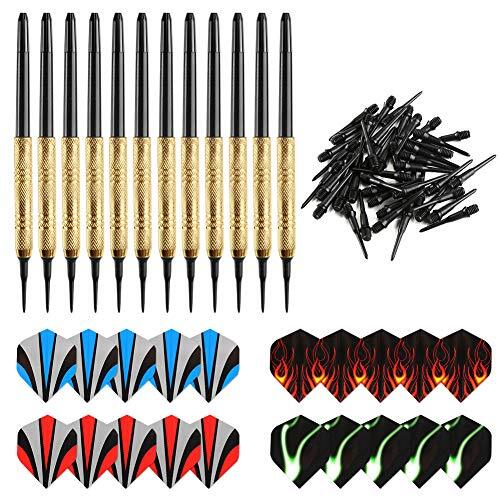 12Pc Darts Plastic Tip 14G Plastic Tipped Dart with 36 Extra 2BA Replacement Tip