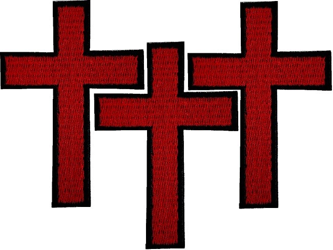 3 PCS CHRISTIAN CROSS iron-on PATCH embroidered RED BLACK