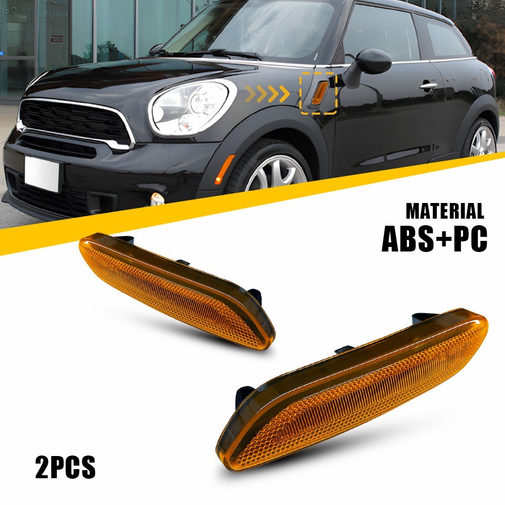 2x Front L+R Marker Lights Cover Amber For 2011-2016 MINI Cooper R60 Countryman