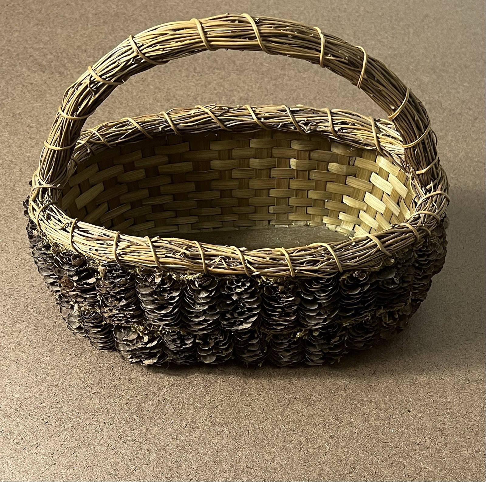 Oval Pinecone and Twig Gathering Basket