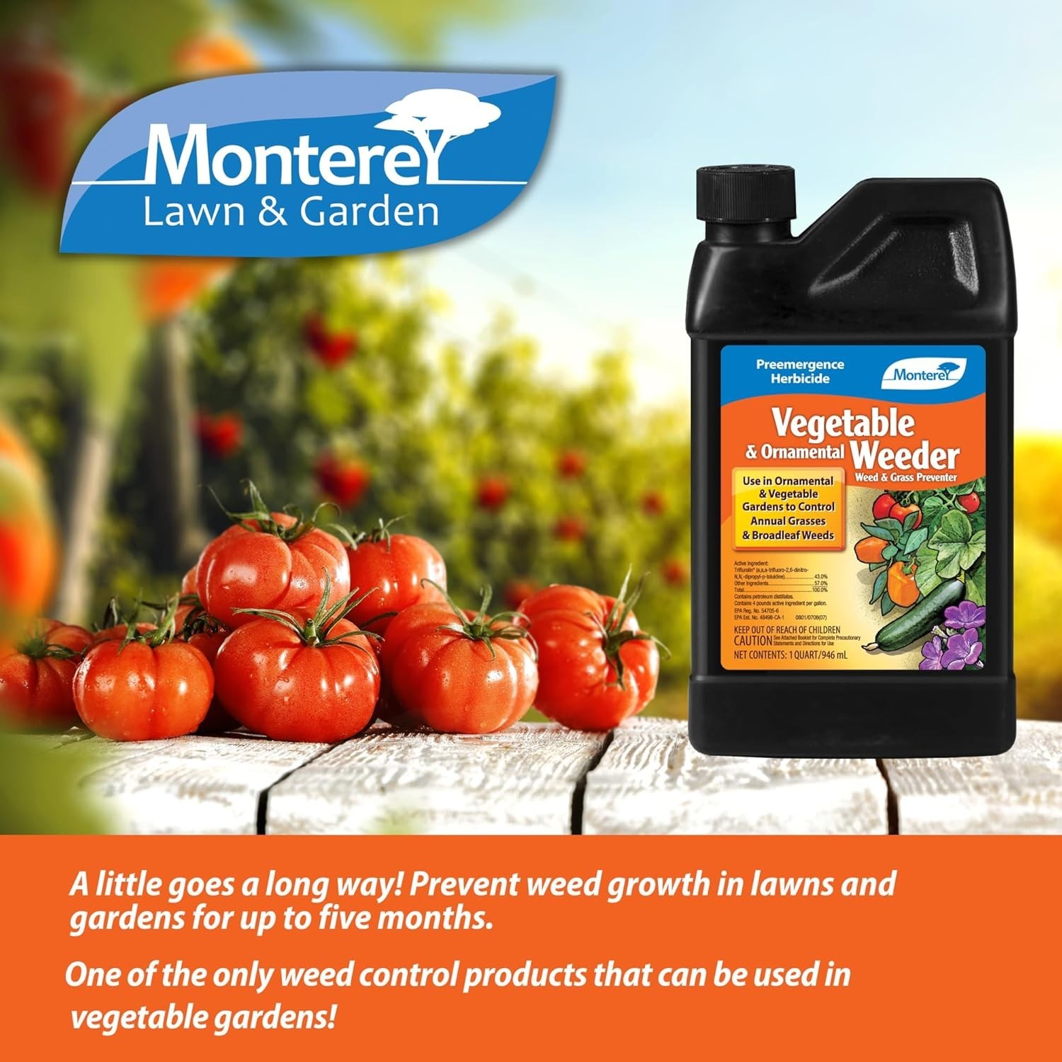Monterey Vegetable/ Ornamental Weeder Pre-Emergent Weed Killer Herbicide, 32 oz