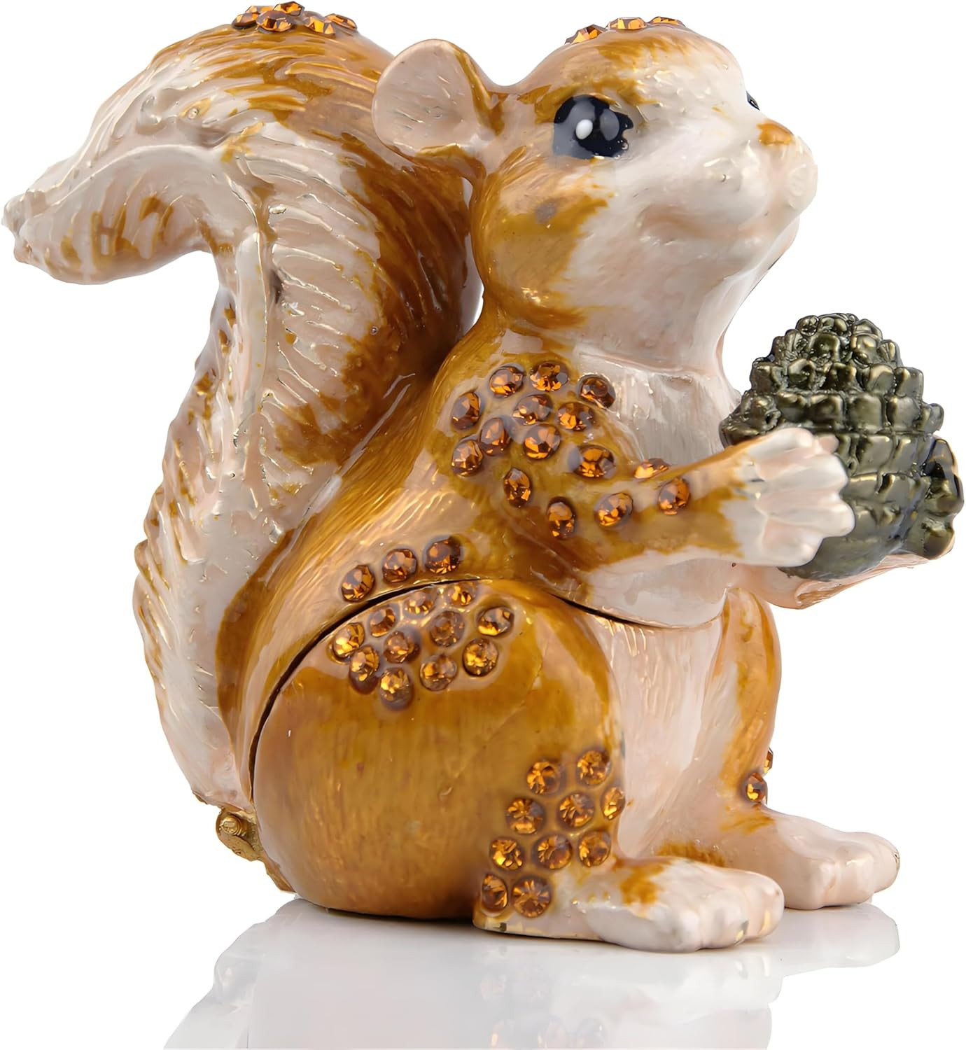Hand Painted Squirrel Jewelry Boxes Trinket Box Hinged Squirrel Figurine Gift fo