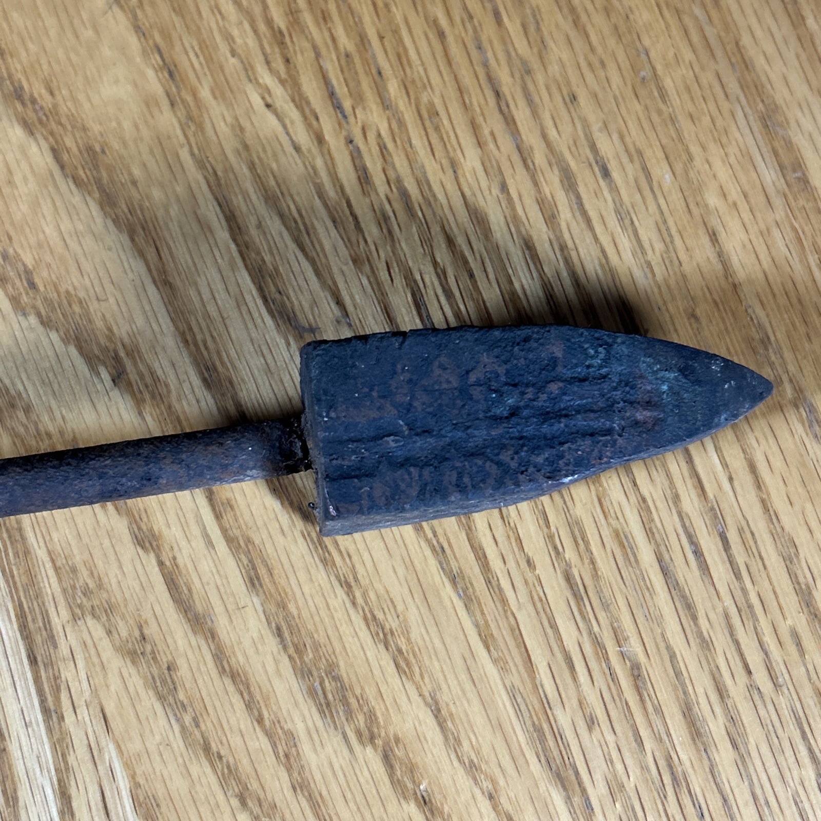Antique Copper Soldering Iron 15.5" Long Wood Handle Blacksmith Metal Work USA