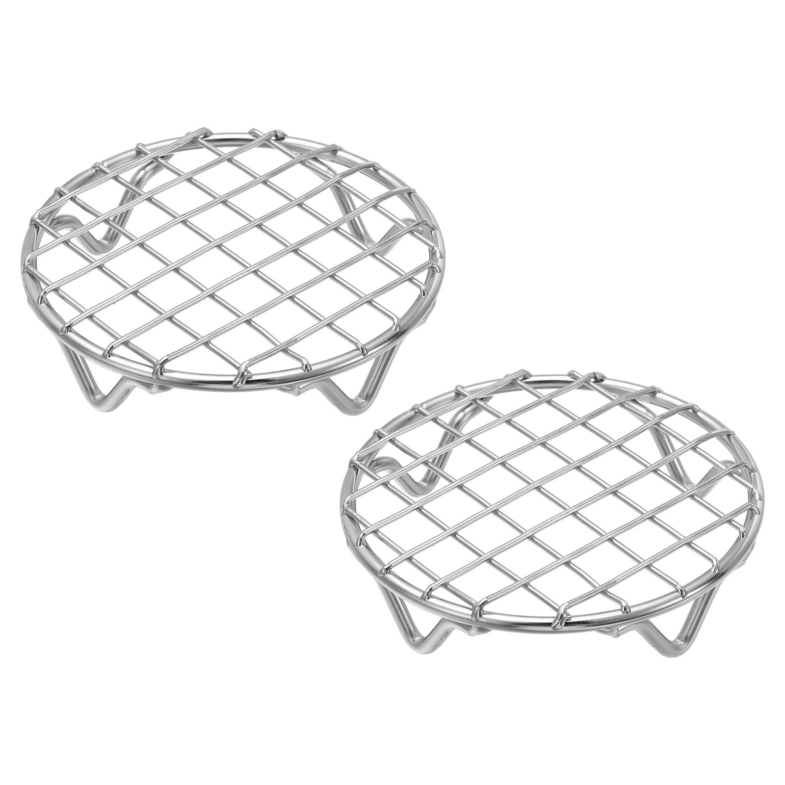 2 Pcs Round Cooking Rack 3.9 Inch Dia for Cooking Silver