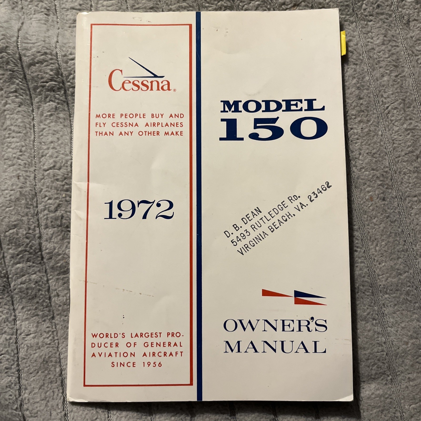 1972 Cessna airplane model 150 owners manual
