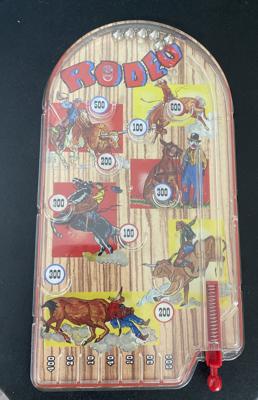 Metal & Plastic Handheld Pinball Rodeo Game 2007 Schylling