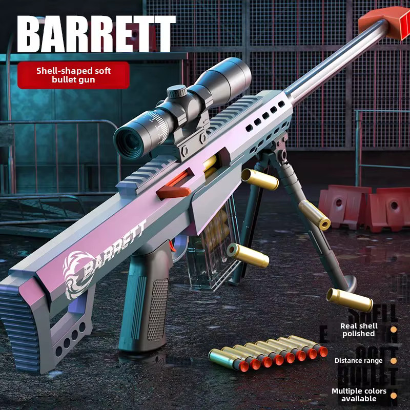 Barrett Soft-Bullet Gun Can Be Fired Toy Boy Sniper Rifle Model Manually Loaded