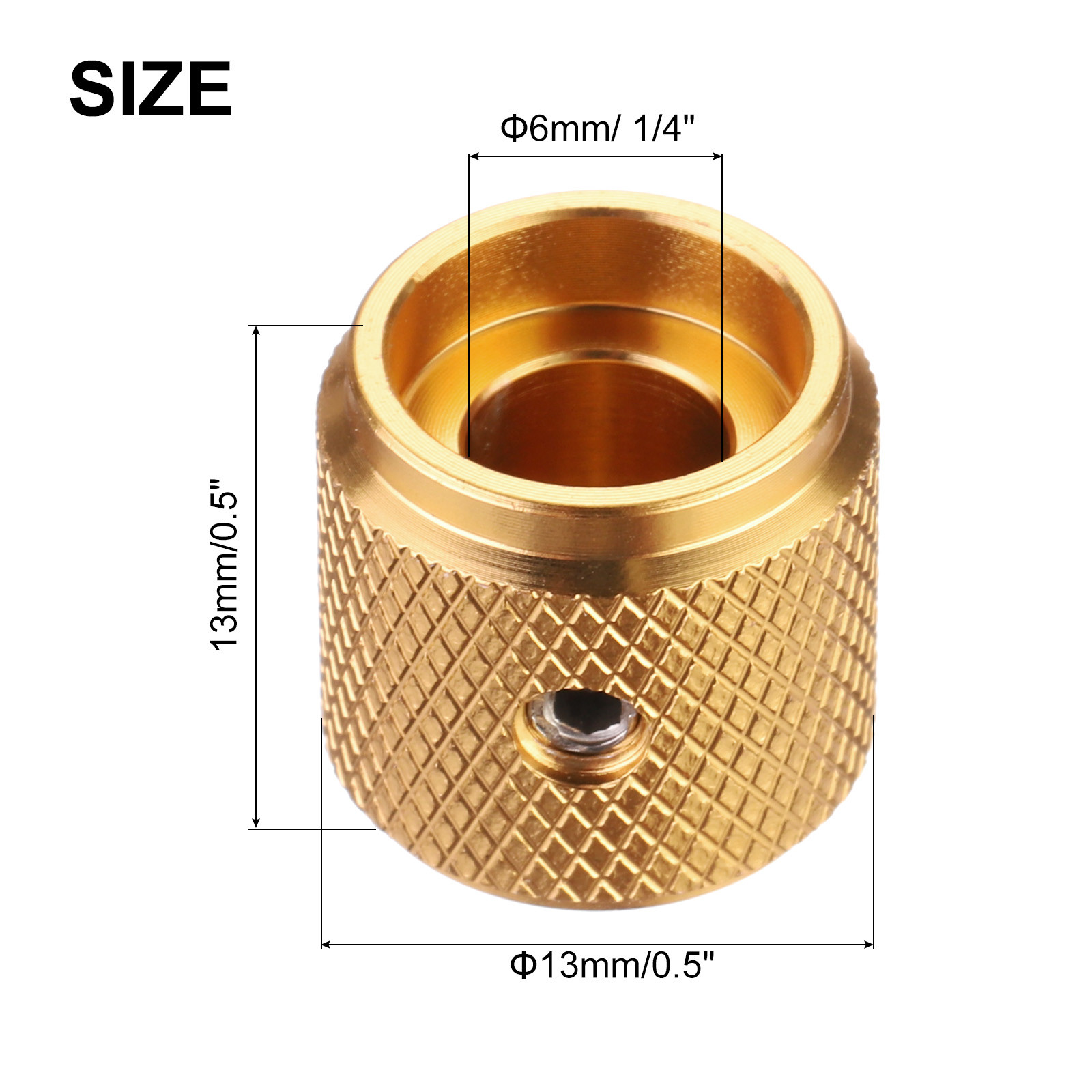 4PCS Guitar Knobs Metal Volume Tone Control Dome Knobs 1/4" x 1/2" Gold