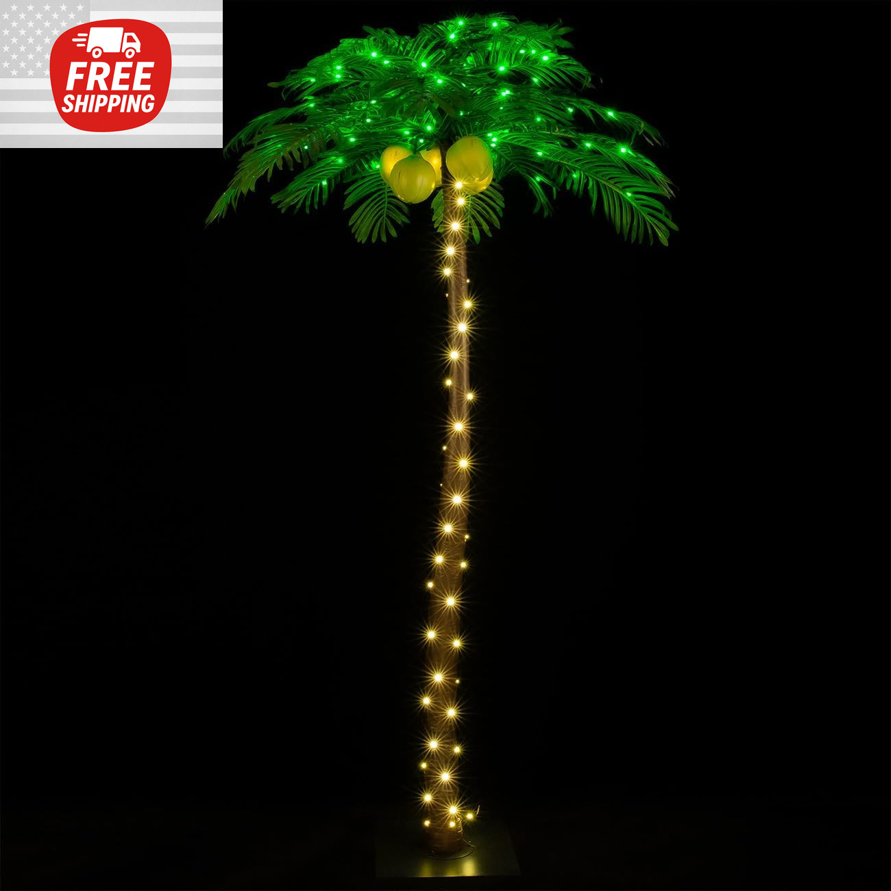 7ft Lighted Palm Tree with Glowing Coconuts - Dimmable, UL Certified, Waterproof