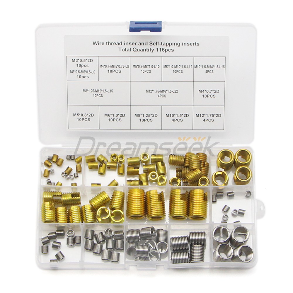 116 Pieces Stainless Steel Helicoil Thread Insert Self Tapping Threaded Inserts