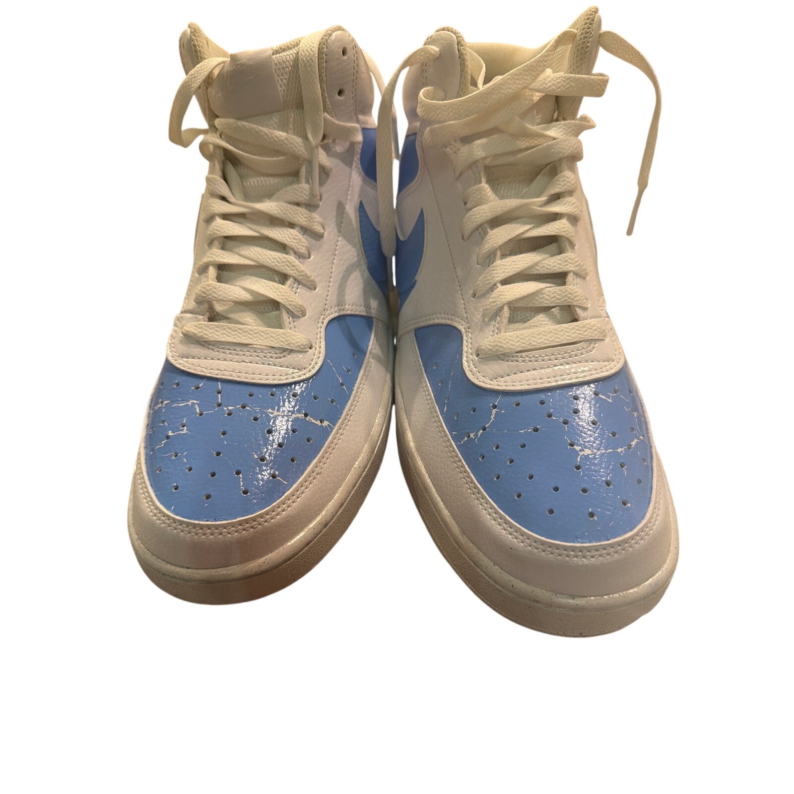 NWT or Box. Nike Air Force 1 Custom Drip Paint Blue and White High Tops.