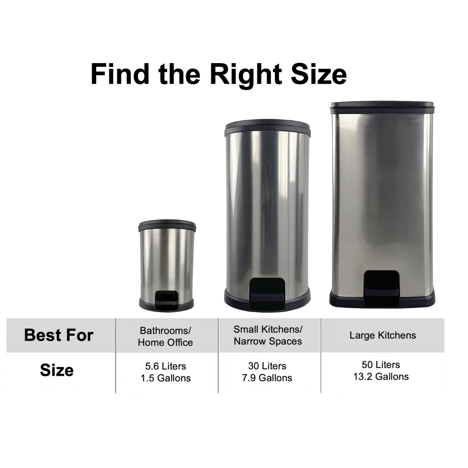 Mainstays Kitchen Trash Can, 13.2Gallon, Plastic Step-on Rectangular Garbage Bin