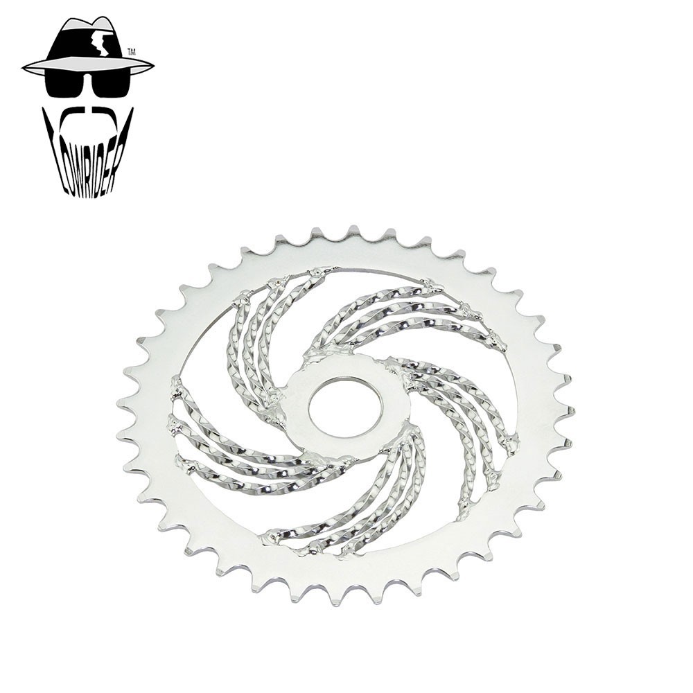 ORIGINAL LOWRIDER Triple Square Twisted 36T Chainring 1/2x1/8 Chrome 1-Pc Crank.
