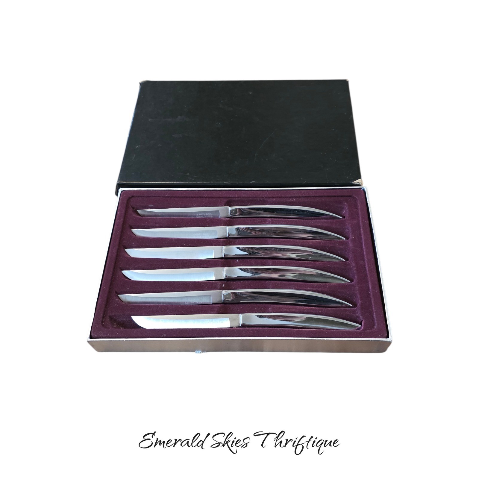 SET OF 6 VINTAGE USA CARVEL HALL MID CENTURY STEAK KNIVES free shipping