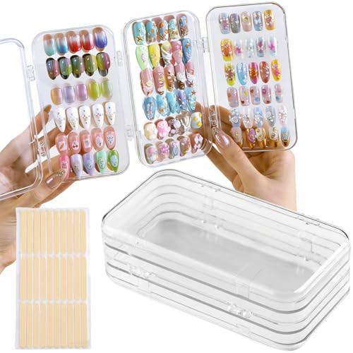 Press On Nail Organizer Case, Tri-Fold Clear Acrylic Empty Press On Nail