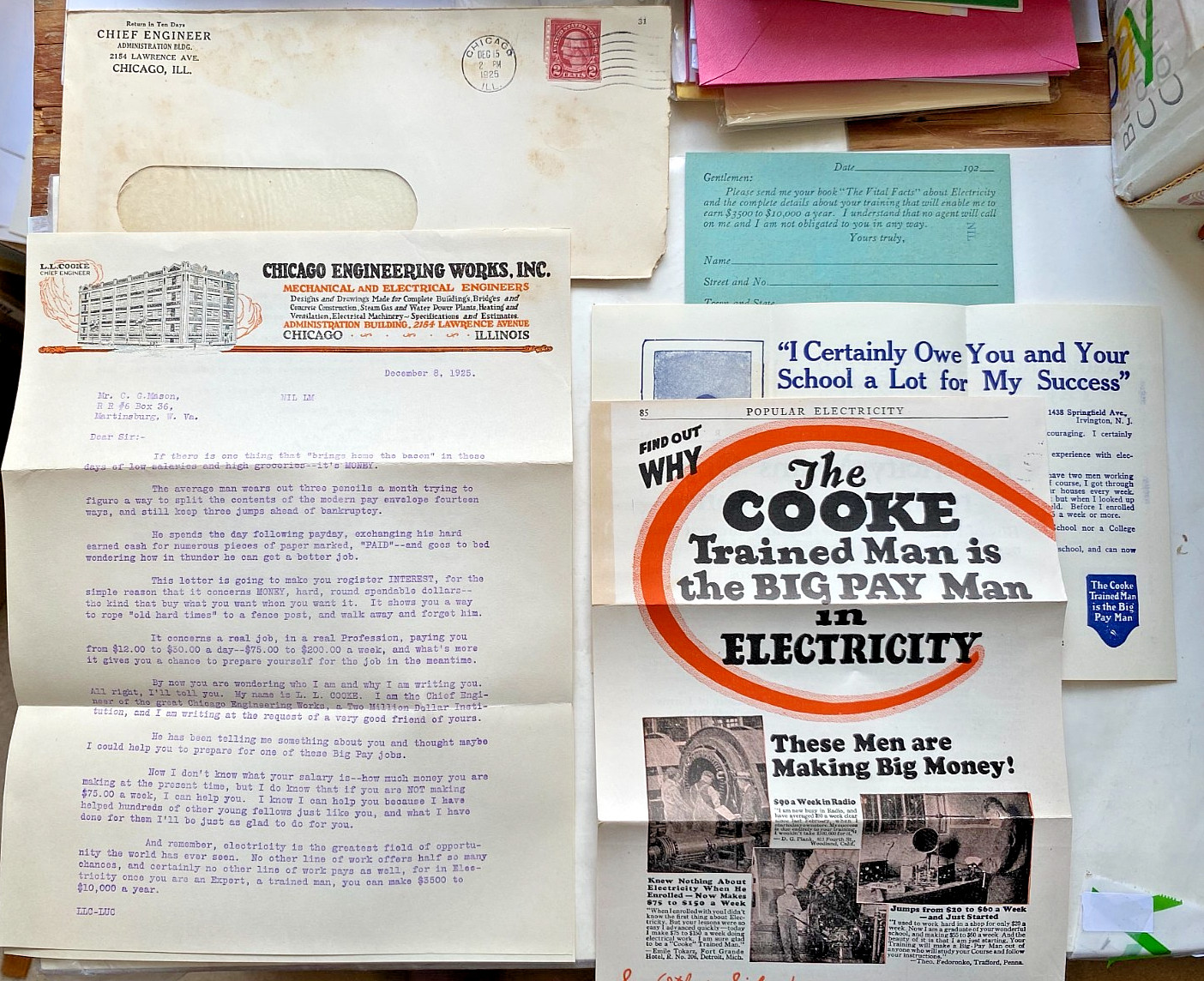 1925 Chicago Engineering Works Electrical Engineer Mail Course Sales Literature