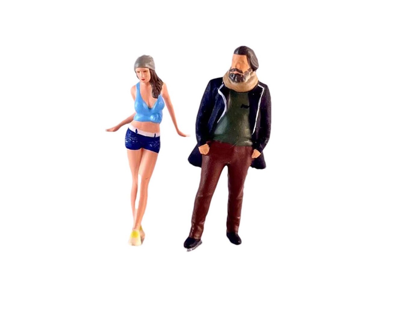 CR 1:64 Painted Figure Model Miniature Resin Diorama Sand Sexy Lady Bearded Man