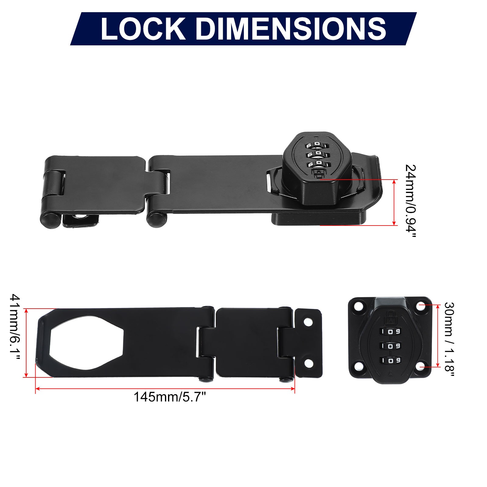 For combination swivel lock security door black 3 digits