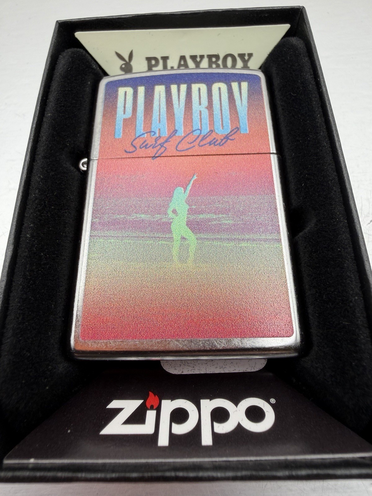 2026 Playboy Surf Club Chrome Zippo Lighter NEW 47591