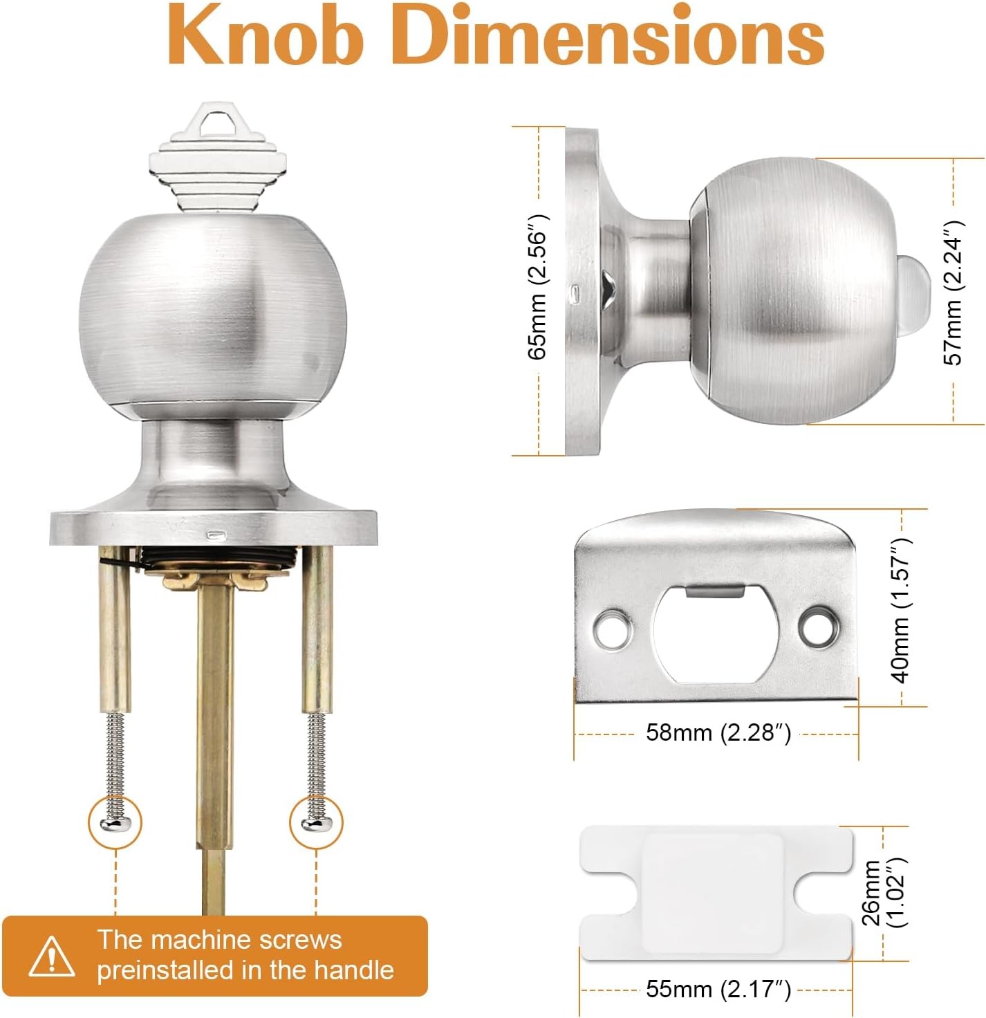 Probrico 2 Pack Keyed Alike Entry Door Knobs with Lock 2 Pack, Brushed Nickel