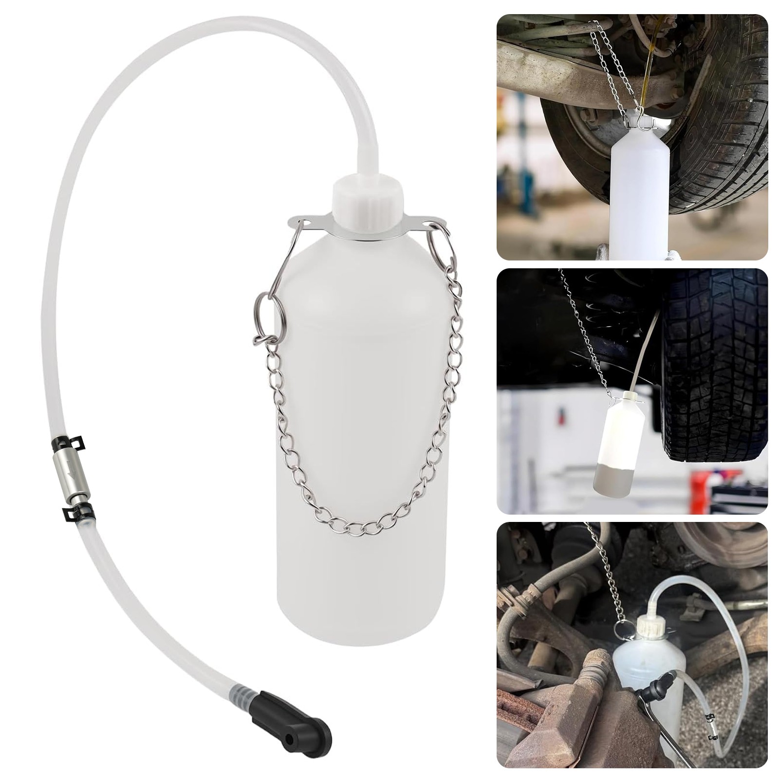 1L Brake Bleeder Bottle Kit with One Way Valve 80cm Hose Brake Fluid Change Tool