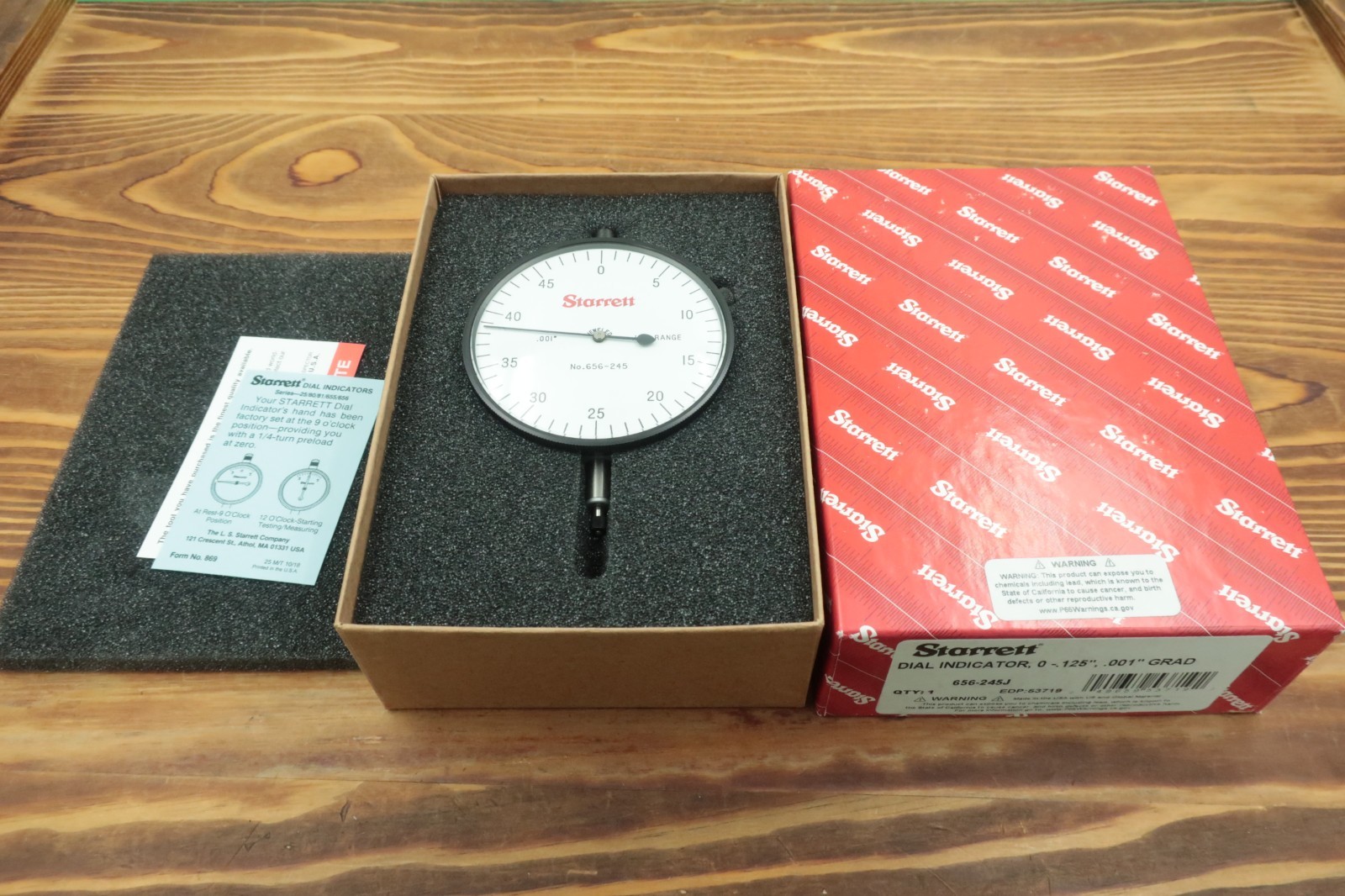 Starrett 656-245J Dial Drop Indicator 0-.125" .001" 0-50 EDP 53719 New