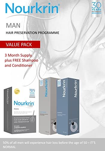 Nourkrin Man 180 tablets includes Nourkrin Shampoo and Conditioner