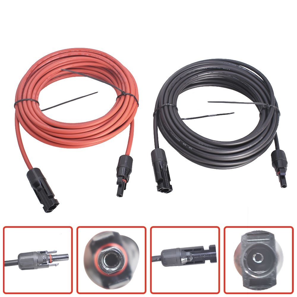 Wire Connector 10AWG Black + Red Solar Panel Extension Cable 30Ft