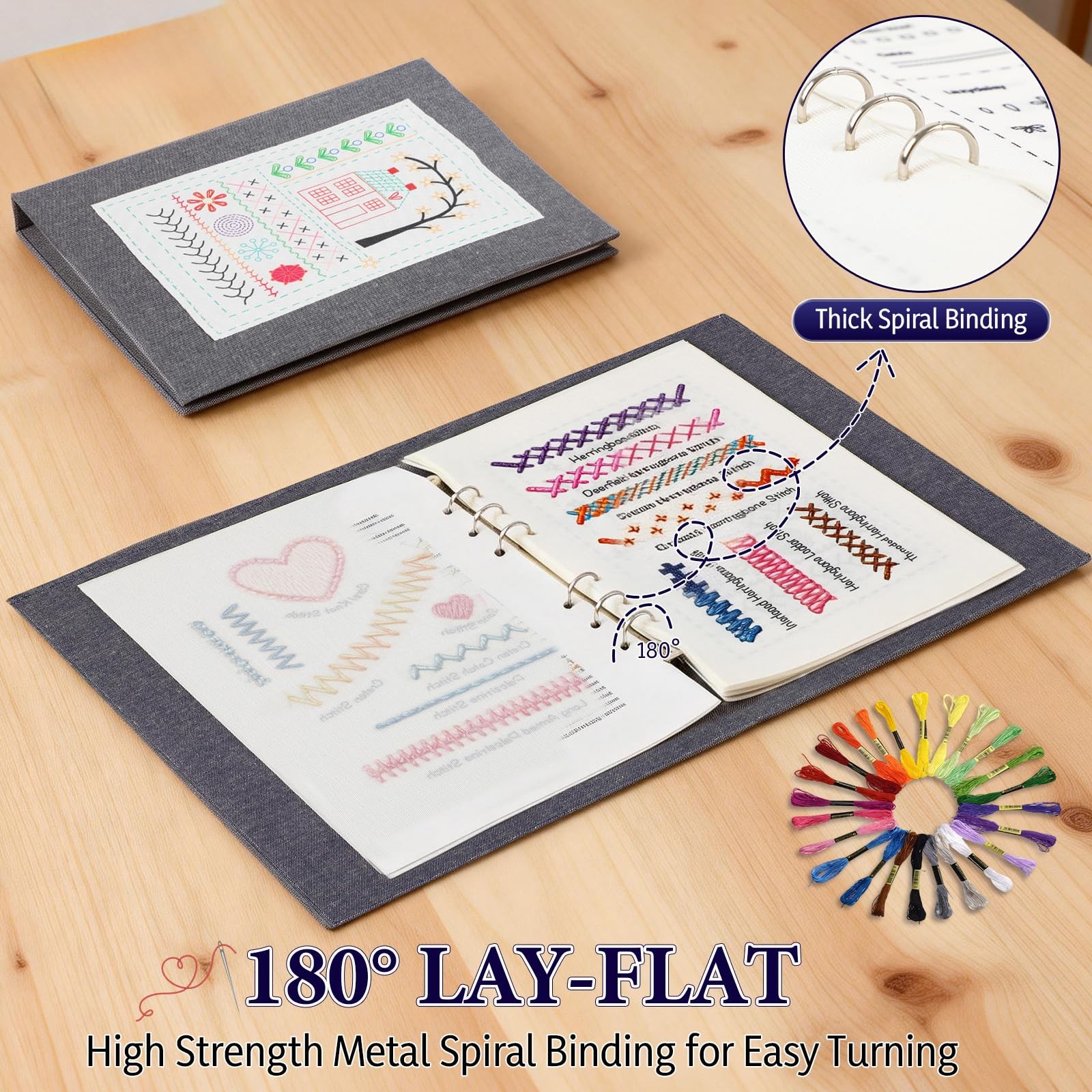 Embroidery Stitch Book Kit 106 Patterns w/ Tools Tutorial Beginner Sewing DIY