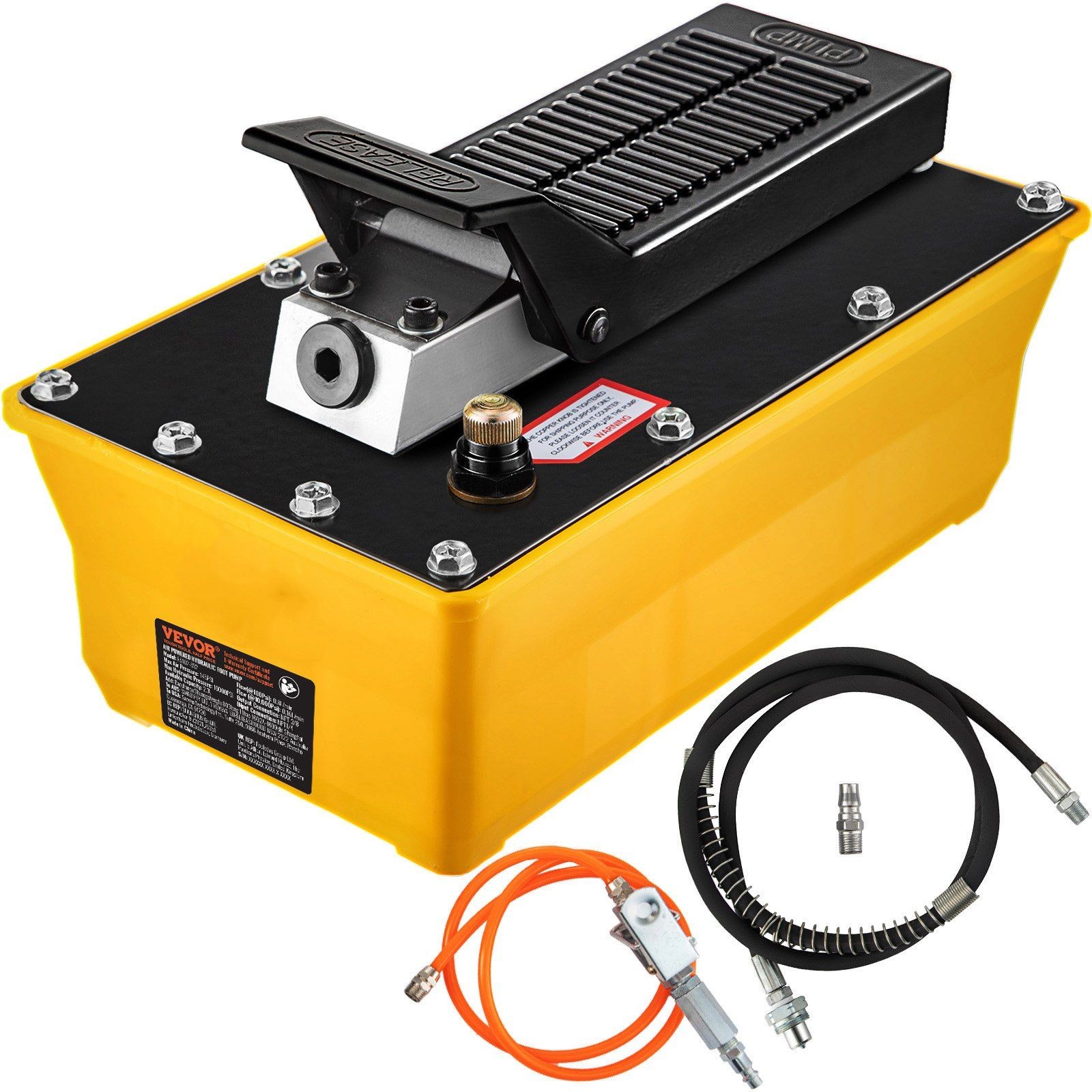 Air-Hydraulic Foot Pump: 10,000 PSI, 2.3L Oil